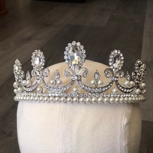 BRINLEY Tiara Cristales Swarovski, Corona de Bodas de Lujo, Accesorios para el Cabello, Tiara de Diamantes de Imitación, Corona Completa, Vintage, Concurso, Cristal, Topacio