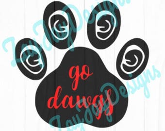 Go Dawgs Swirl Paw Print, Go Dawgs svg, Paw Print svg, Georgia svg, Bulldogs svg, dxf File, Cricut File, Cameo File, Silhouette File