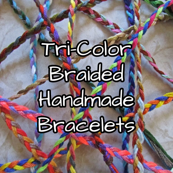 Tri-Color Braided Handmade Bracelets - Friendship Bracelets