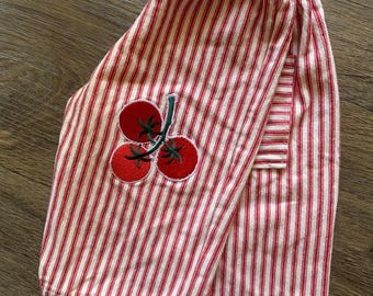 Handmade Cotton Baby Trousers, Red White Stripes, Tomato Patch, Loose Fit