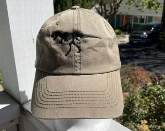 Raptor dinosaur is Embroidered on a Baseball Hat Cap, Adjustable hat, adult, dad hat, trucker hat