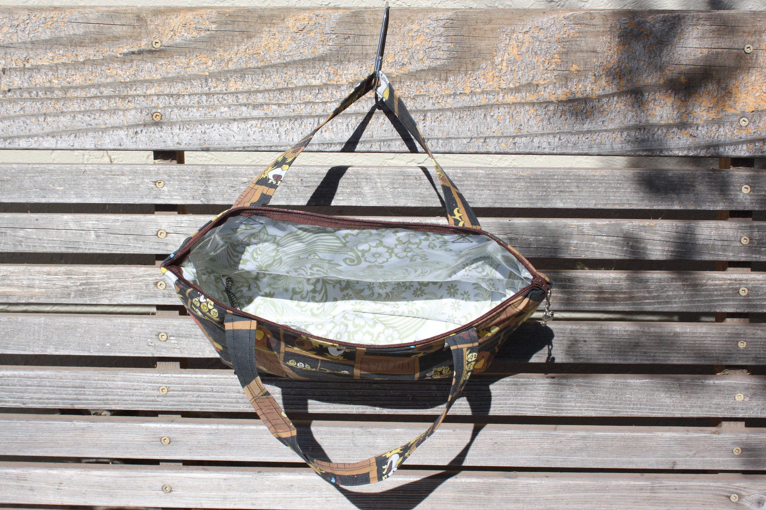 Chicken Coop, chicks fabric, vinyl lined bag, perfect for snack or