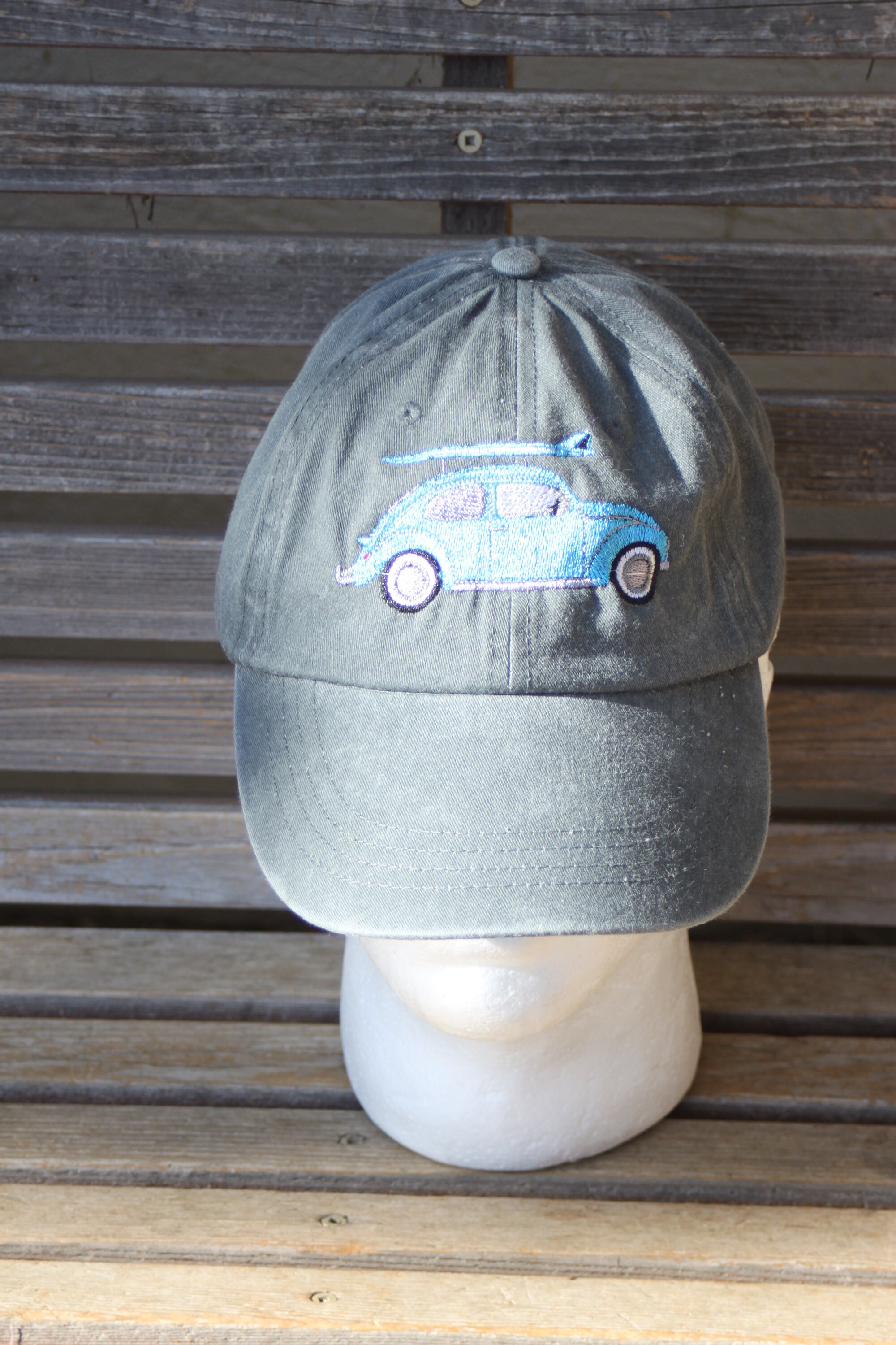 A surfboard car is Embroidered on a Baseball Hat Cap, Adjustable hat ...