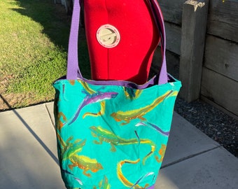 Reptile, Lizard, gecko, chameleon,  tote bag, Reusable shopping bag Great for groceries, shopping, lunch, or overnight bag , Canvas lined