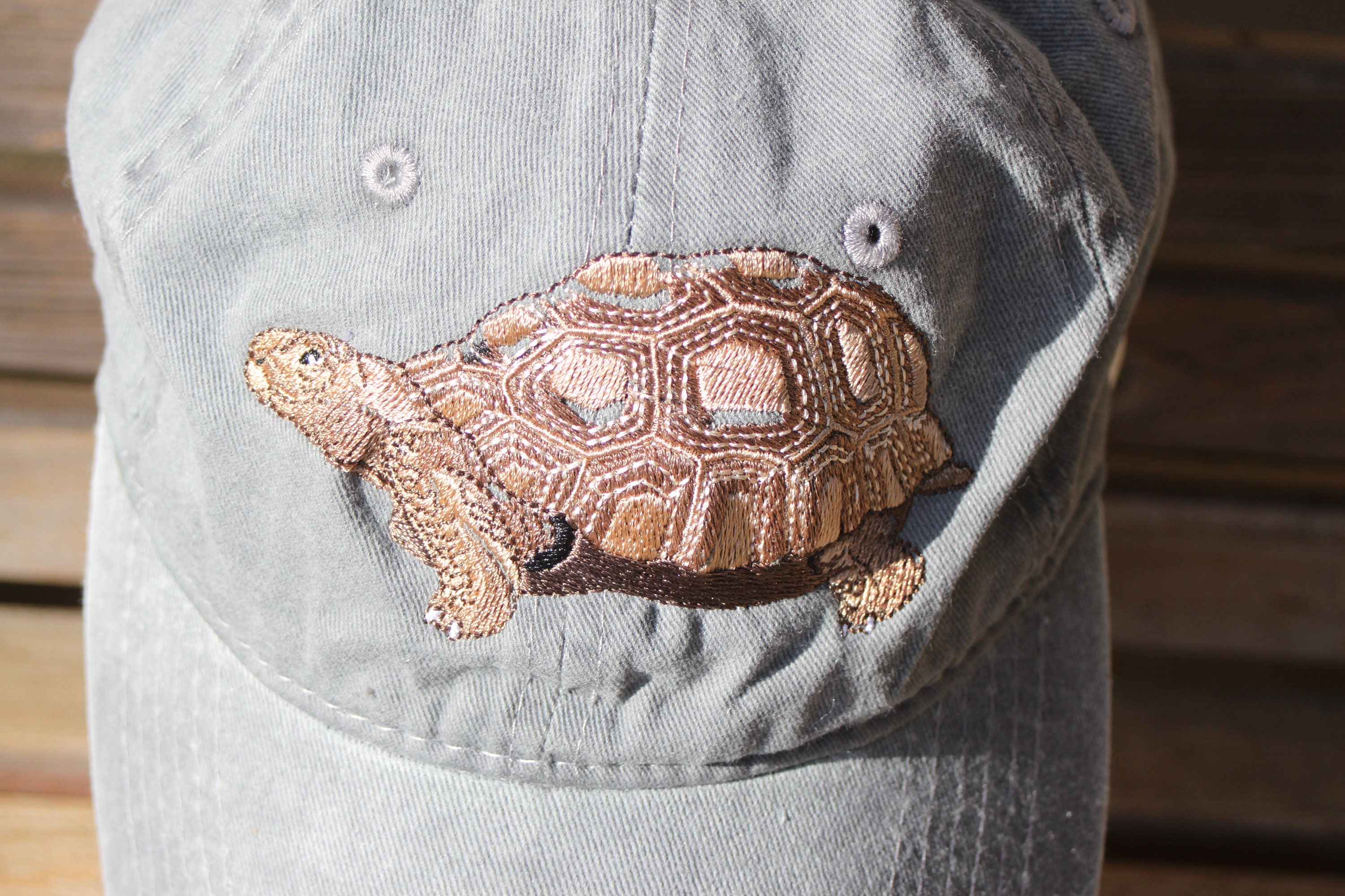 A turtle/ tortoise is Embroidered on a Baseball Hat Cap, Adjustable hat