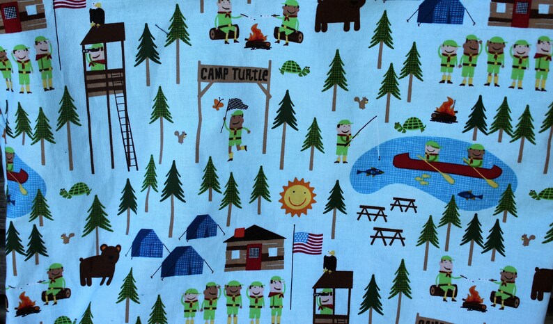 Canvas lined and bottom for durability Camp Turtle Boy Scout Camp Drawstring backpack a fun accessory for any outfit inside pocket