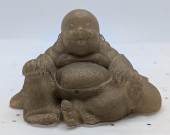 Klassische Bronze Sitzender Buddha | Harz lachender Mönch Figur.