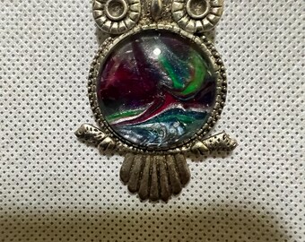 Pendentif peinture acrylique (hibou)