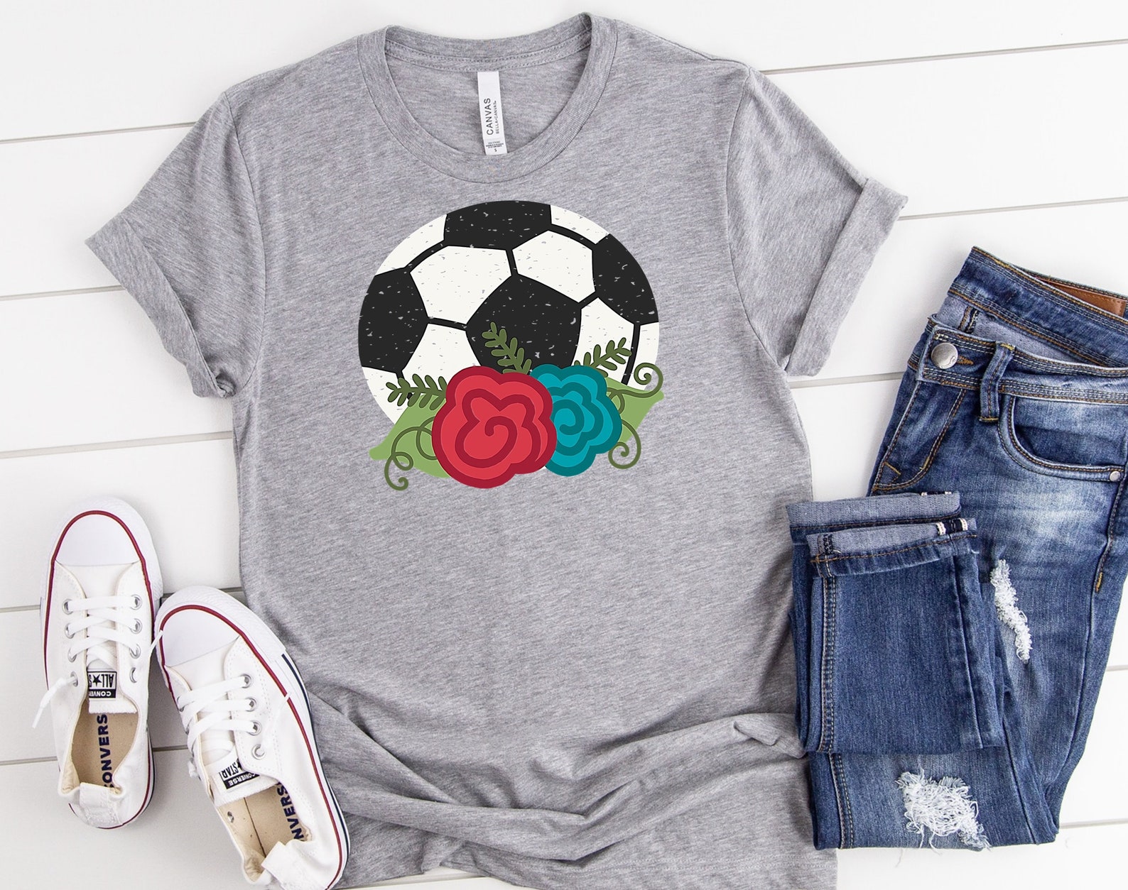 Soccer &amp; Flowers SVG Cut File Soccer Cut File Flowers SVG - Etsy
