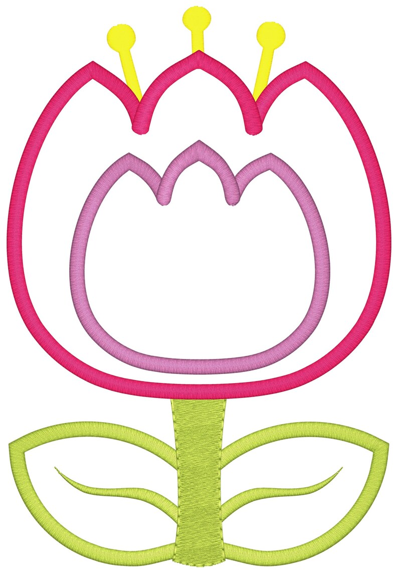 Tulip Applique Embroidery Design Tulip Design Flower Etsy