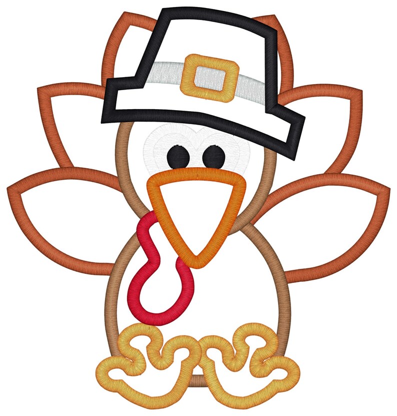 Turkey Applique Embroidery Design Thanksgiving Design Turkey Etsy