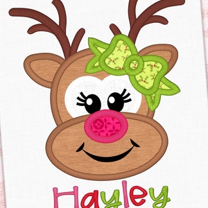 Reindeer Applique Embroidery Design Rudolph Girl Design - Etsy