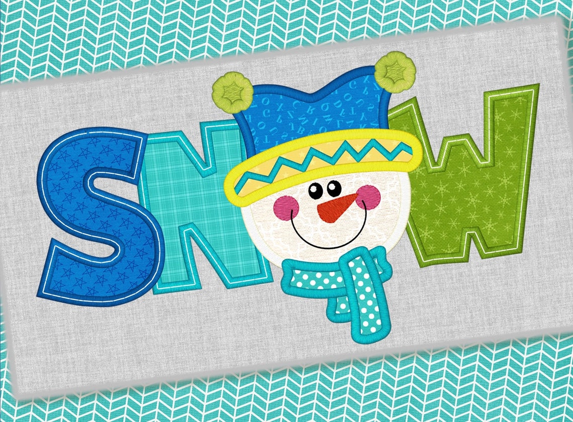 Snowman Applique Embroidery Design Christmas Design Snowman Etsy