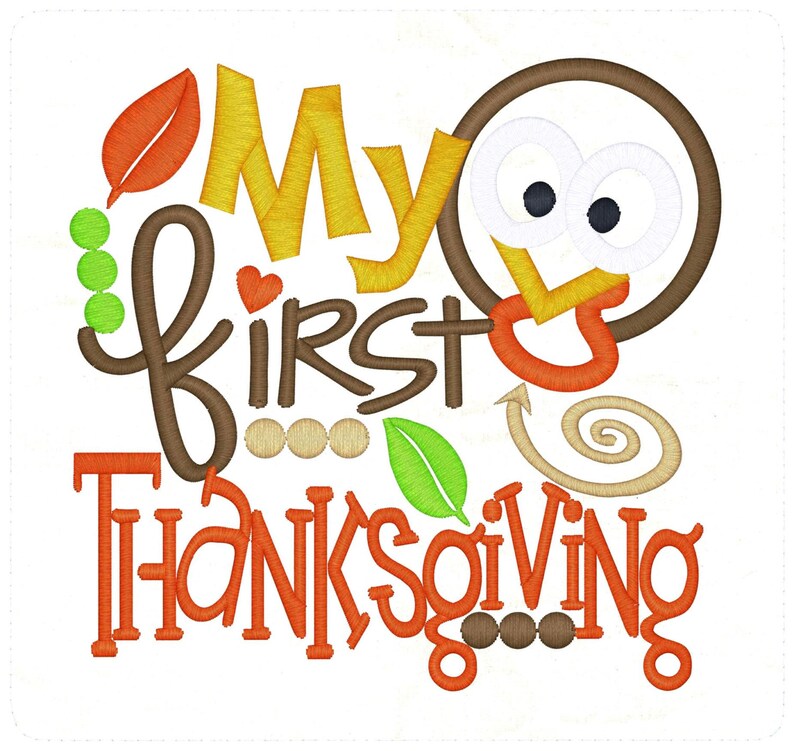 My First Thanksgiving Embroidery Saying Fall Design Thanksgiving Embroidery Turkey Boy Applique Embroidery Petunia Petals Designs 1144 image 3