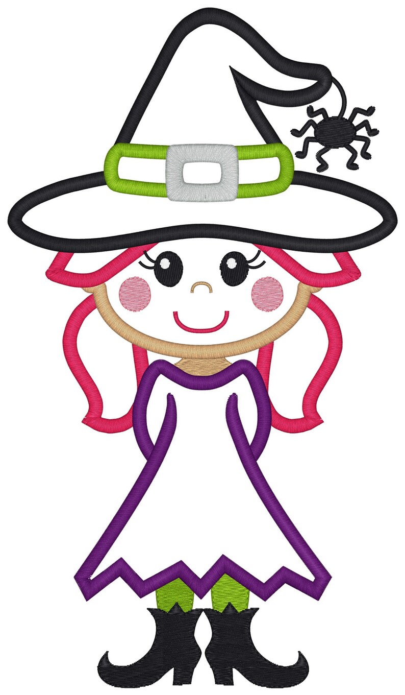Witch Applique Design Halloween Design Witch Embroidery Witch Etsy