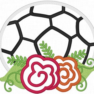 Soccer &amp; Flowers Applique Embroidery Design Soccer Design - Etsy