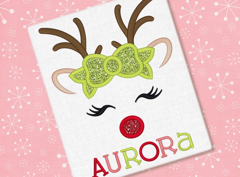 Reindeer Face Applique Design Christmas Design Reindeer Embroidery Rudolph Applique Embroidery Design Petunia Petals Designs 1386 image 2