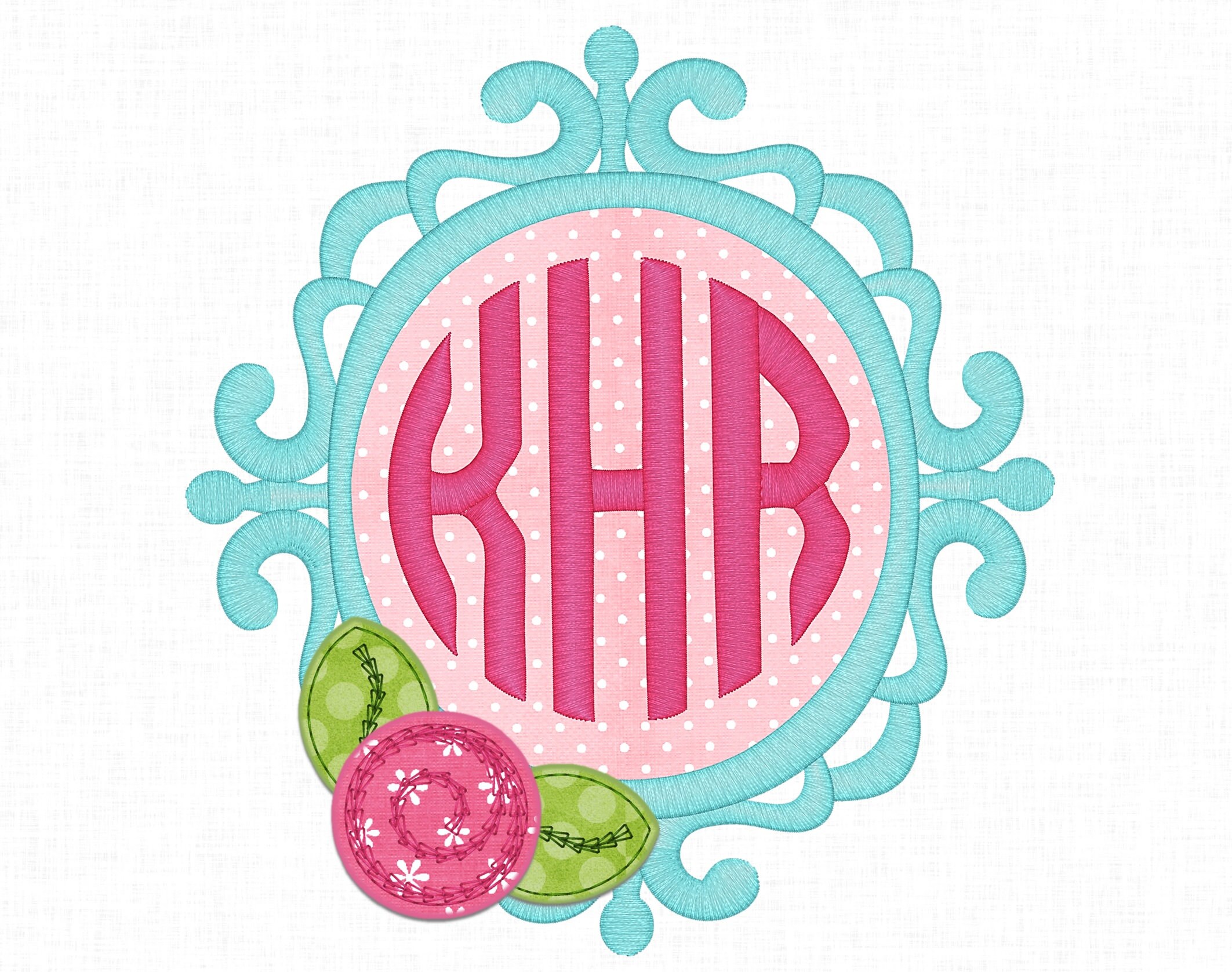 Monogram Flower Frame Applique Design Monogram Design Flower - Etsy