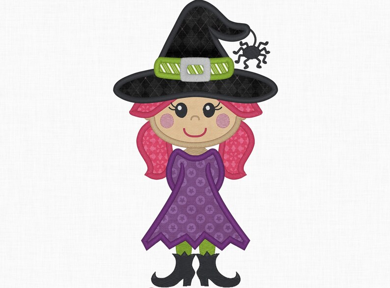 Witch Applique Design Halloween Design Witch Embroidery Witch Etsy