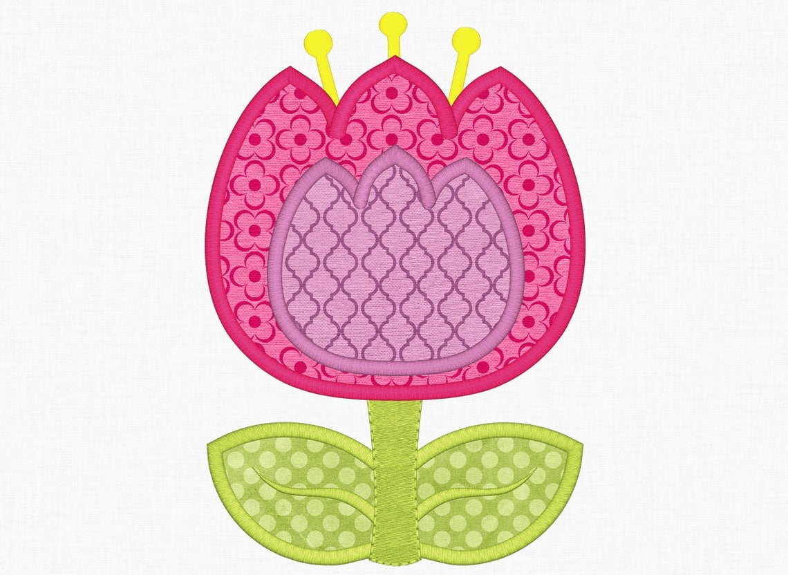Tulip Applique Embroidery Design Tulip Design Flower Etsy