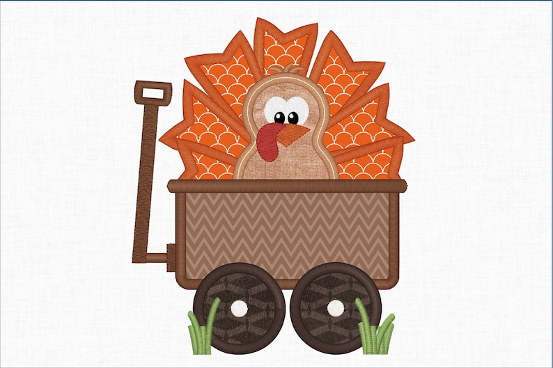 Thanksgiving Turkey Wagon Applique Thanksgiving Design Turkey Etsy