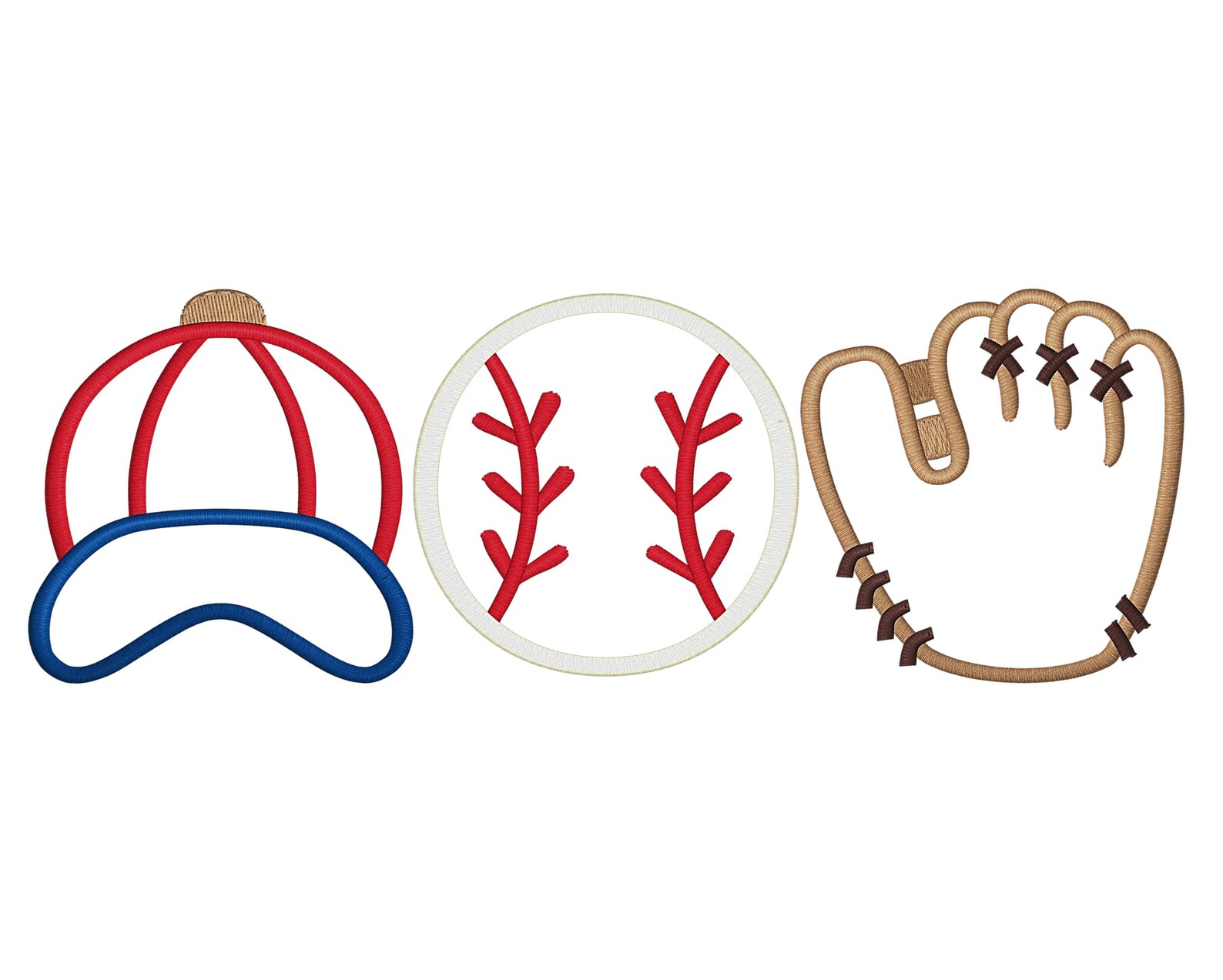 Baseball Trio Applique Design Baseball Design Glove Embroidery Etsy