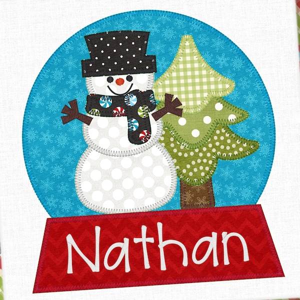 Snowman Snow Globe Applique Christmas Zigzag Stitch Snowman Applique Snow Globe Zigzag Stitch Embroidery Design Petunia Petals Designs 41464