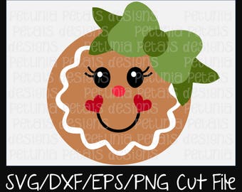 Gingerbread Girl SVG Cut File Christmas Cut File Gingerbread SVG Cookie Design Cricut Silhouette Design Petunia Petals Designs 11179