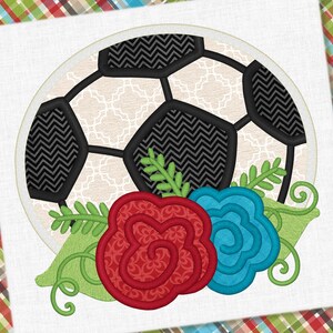 Soccer &amp; Flowers Applique Embroidery Design Soccer Design - Etsy