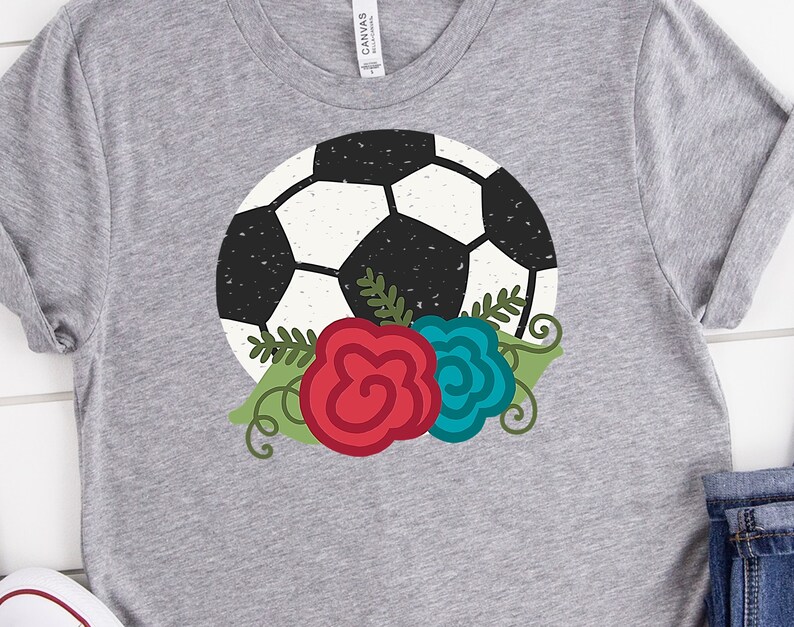 Soccer & Flowers SVG Cut File Soccer Cut File Flowers SVG Etsy