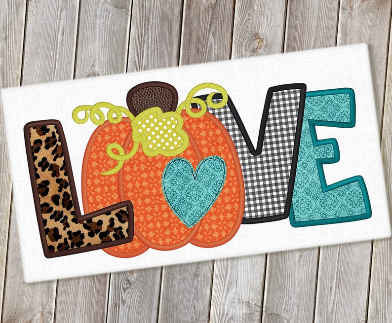 Pumpkin love applique embroidery design thanksgiving design  etsy