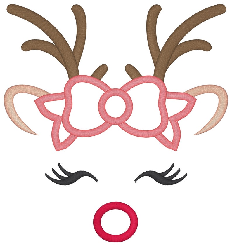 Reindeer Face Applique Design Christmas Design Reindeer Embroidery Rudolph Applique Embroidery Design Petunia Petals Designs 1386 image 5