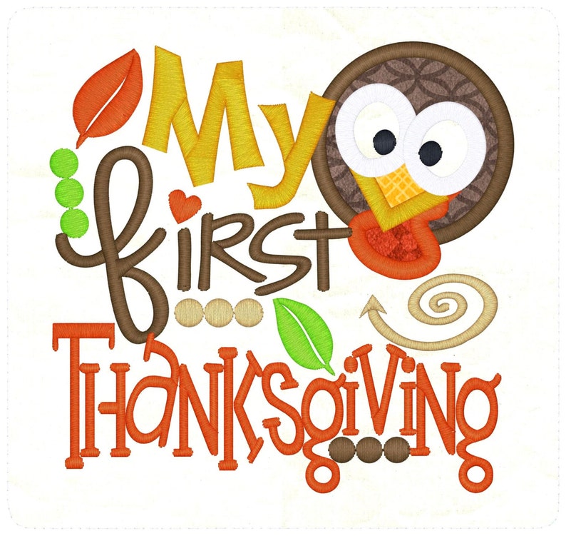 My First Thanksgiving Embroidery Saying Fall Design Thanksgiving Embroidery Turkey Boy Applique Embroidery Petunia Petals Designs 1144 image 2