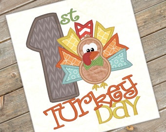 First Turkey Day Embroidery Saying Turkey Day Design Thanksgiving Embroidery Turkey Applique Embroidery Design Petunia Petals Designs 1156