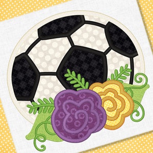 Soccer &amp; Flowers Applique Embroidery Design Soccer Design - Etsy