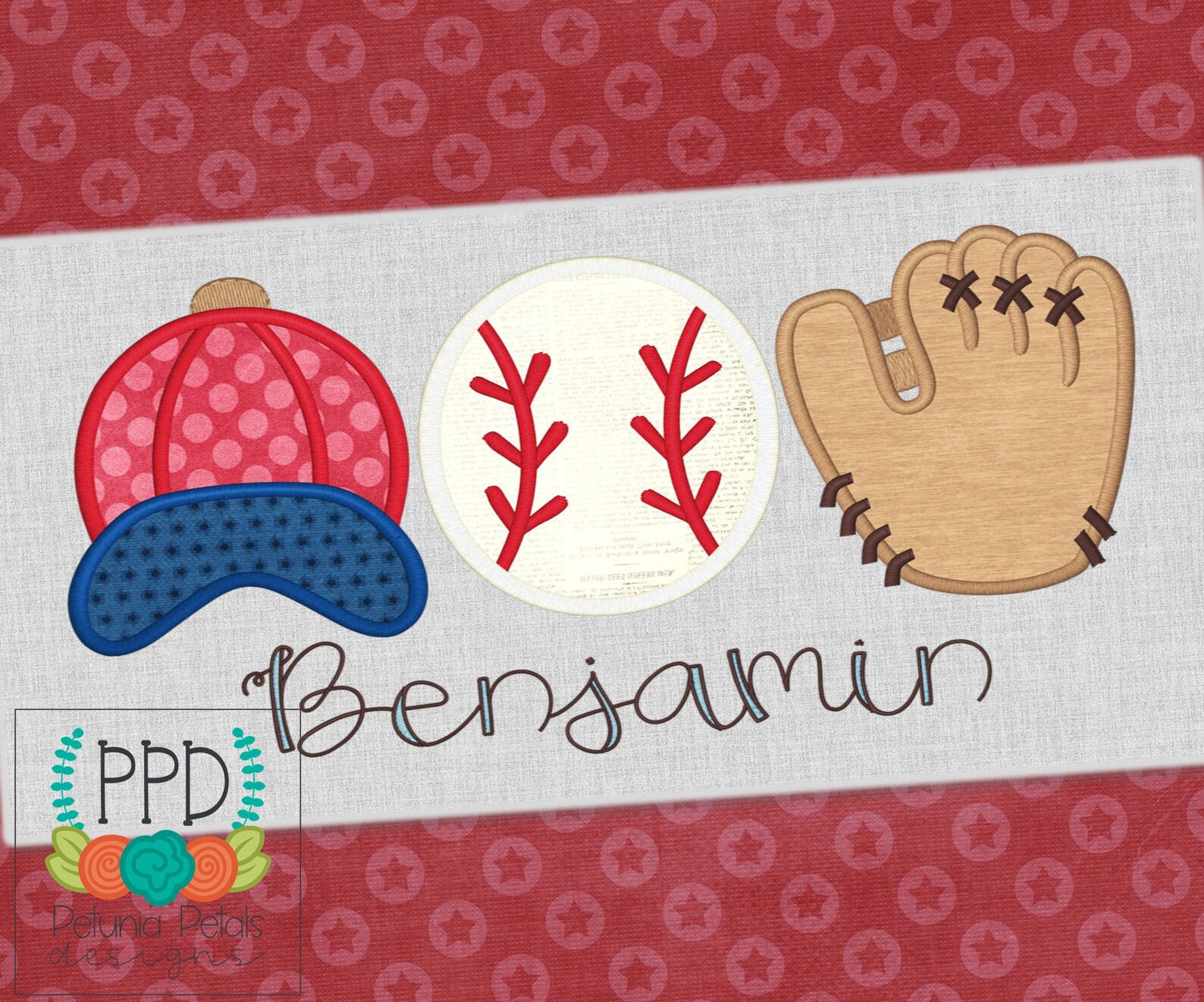 Baseball Trio Applique Design Baseball Design Glove Embroidery Etsy