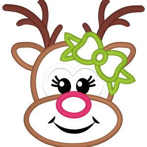 Reindeer Applique Embroidery Design Rudolph Girl Design - Etsy