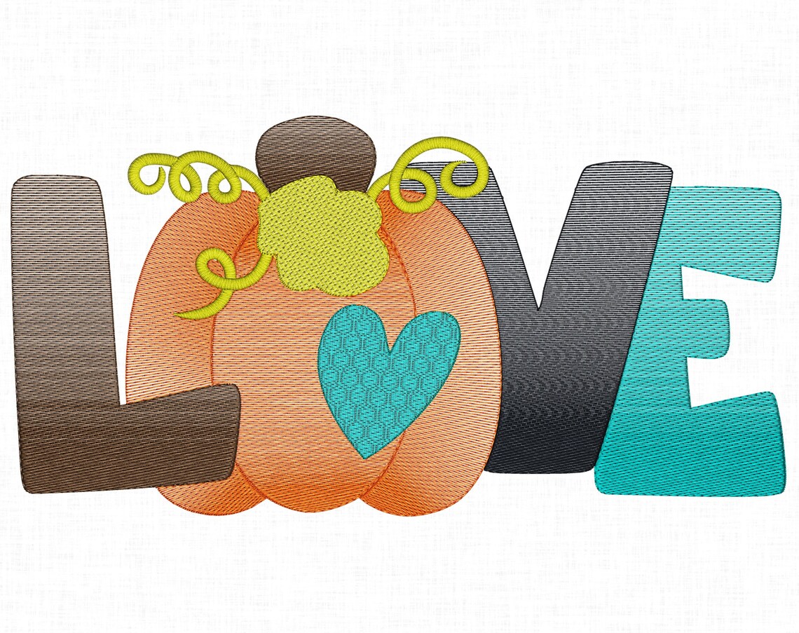 Pumpkin Love Sketch Design Thanksgiving Quick Stitch Pumpkin | Etsy