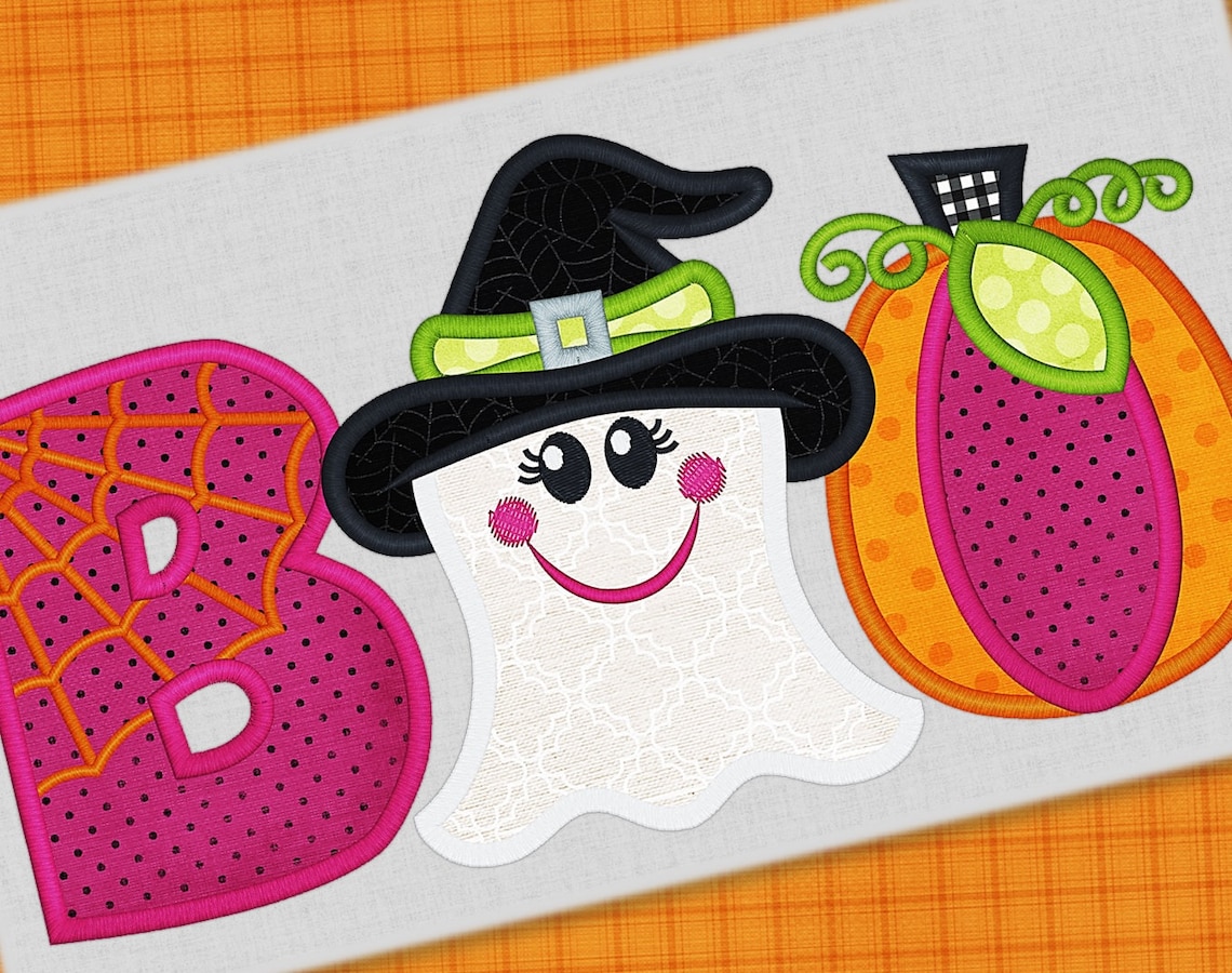 Halloween Applique Embroidery Design Halloween Design Ghost Etsy