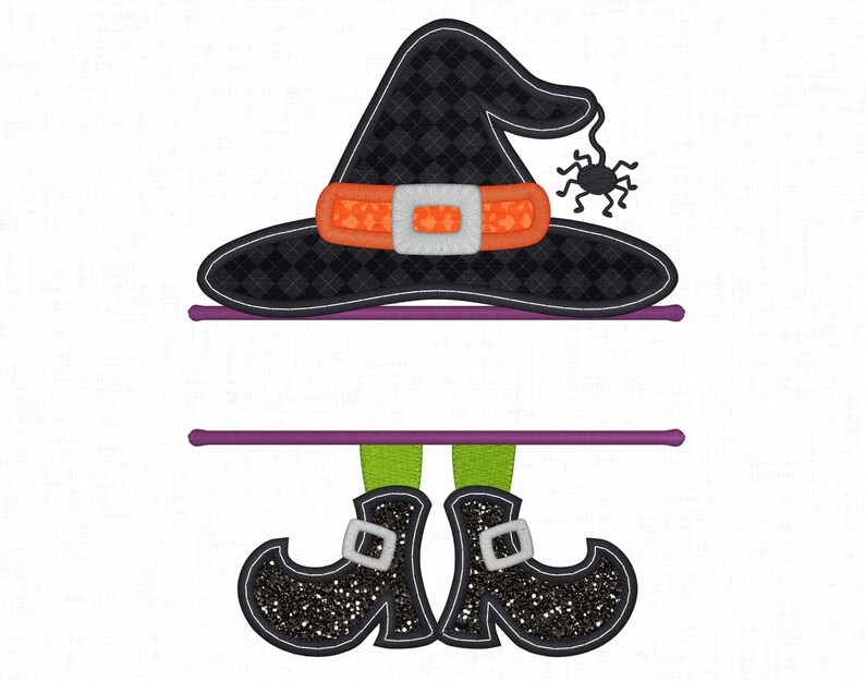 Witch Applique Embroidery Design Halloween Design Witch Etsy