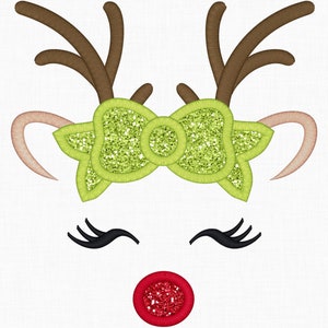 Reindeer Face Applique Design Christmas Design Reindeer Embroidery Rudolph Applique Embroidery Design Petunia Petals Designs 1386 image 3