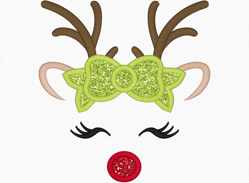 Reindeer Face Applique Design Christmas Design Reindeer Embroidery Rudolph Applique Embroidery Design Petunia Petals Designs 1386 image 3