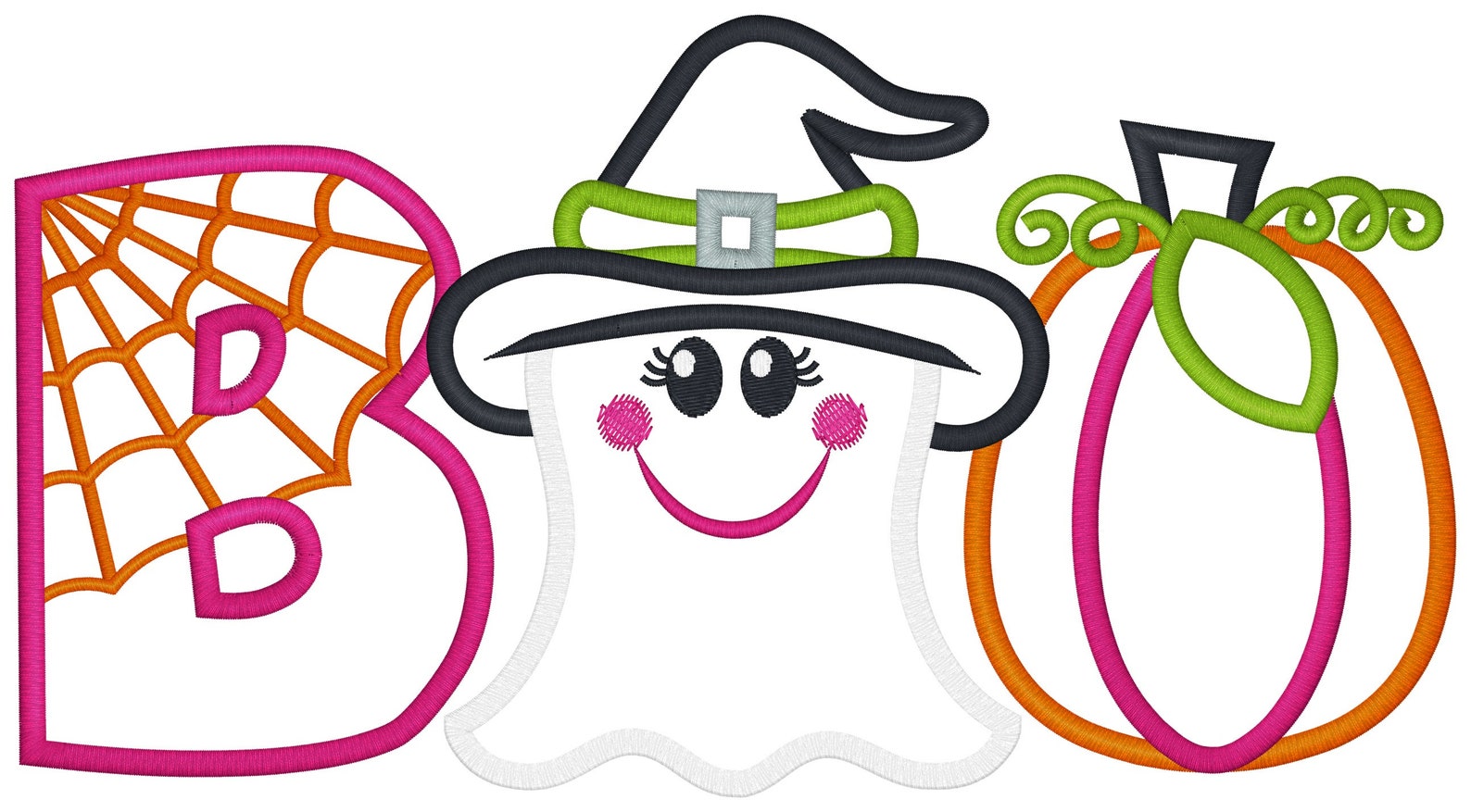 Boo Ghost Stitched Embroidery Design - Daily Embroidery