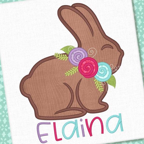 Chocolate Bunny Applique Design Easter Design Bunny Embroidery Chocolate Applique Embroidery Design Petunia Petals Designs 1470