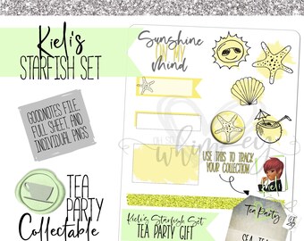 Kieli's Starfish Set- Planner Sticker Set; Tea Party Collectable