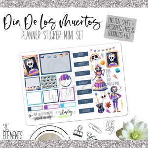 Dia De Los Muertos | Mini digitaal stickerpakket | Voorgesneden png-bestanden | Esthetische en functionele stickers voor digitale planning
