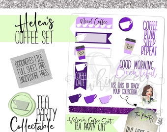 Helen's Coffee Set- Planner Sticker Set; Tea Party Collectable