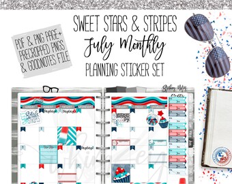 July Monthly Sweet Stars & Stripes - Planner Sticker Set