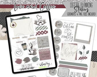 Love and Coffee | Digital Junk Journal Set - Digital Planning