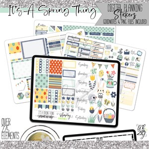 It&#39;s A Spring Thing | Digital Sticker Pack | Pre-Cropped PNGs | Aesthetic & Functional Stickers for Digital Planning